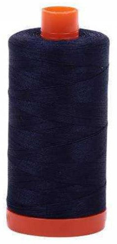 Very Dark Navy Blue Aurifil Cotton Quilting Thread 50 wt. 1300m 1422y Spool