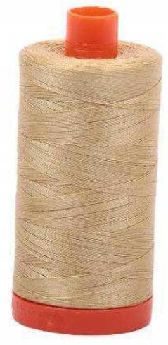 Very Light Brass Beige Aurifil Cotton Quilting Thread 50 wt. 1300m 1422y Spool