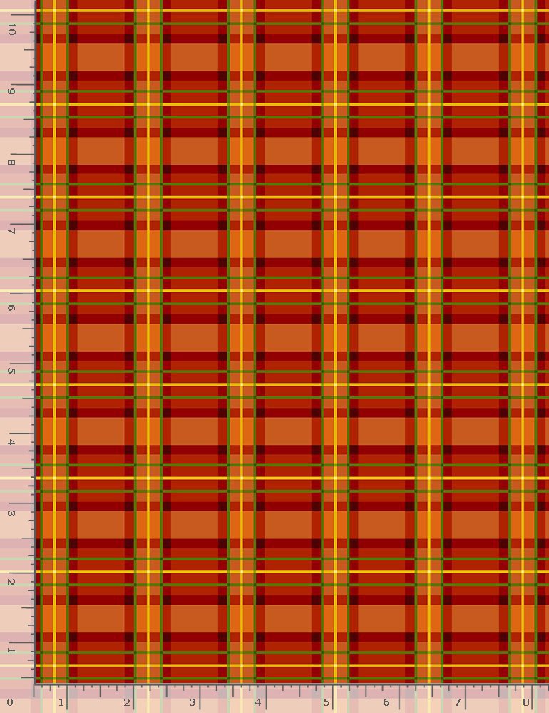 Autumn Leaves Traditional Metallic Harvest Plaid Timeless Treasures Cotton Fabric