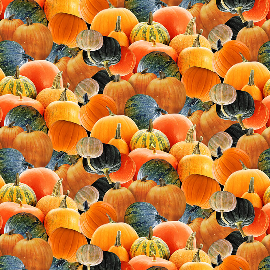 Autumn Splendor Tossed Pumpkin Orange Robert Giordano Henry Glass Cotton Fabric HG 270-35