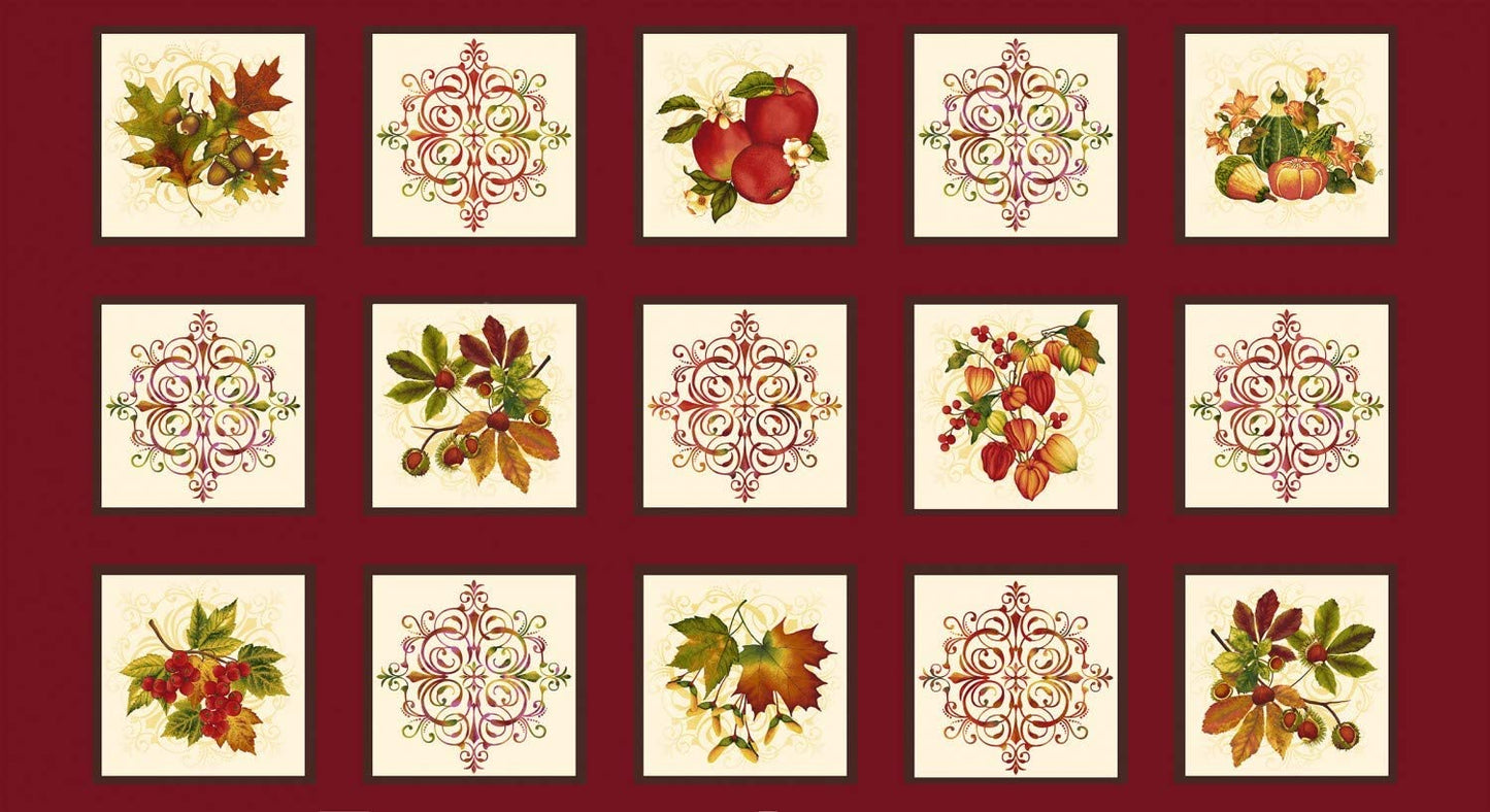 Autumn is Calling Block Panel 24" Color Principle Henry Glass Cotton Fabric HG-2519-88