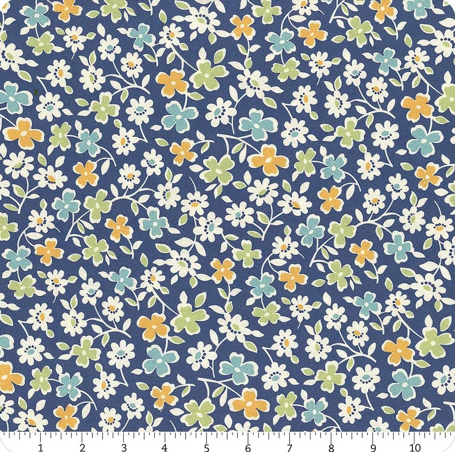 Autumn 108" Wide back Cosmos in Denim Blue designed by Lori Holt for Riley Blake Designs 100% Cotton Quilting Fabric RB-WB14672-DENIM | US Fabric Shop