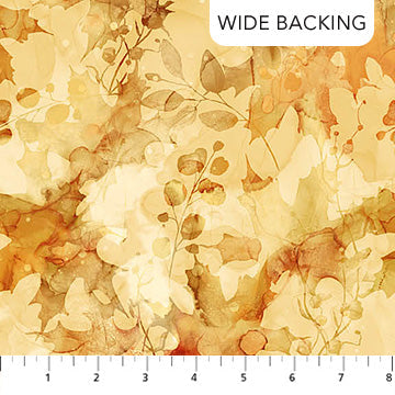Autumn Breeze 108" Wide back Leaf Ochre Deborah Edwards and Melanie Samra Northcott Cotton Fabric NC-B28058-52