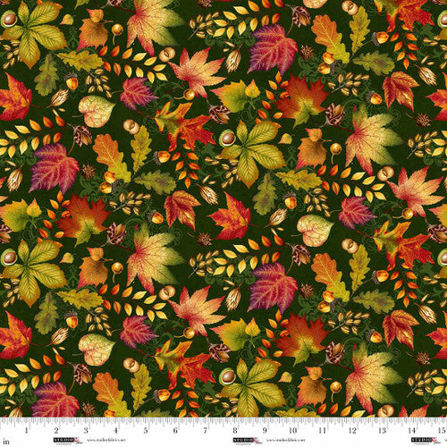 Autumn Fields Autumn Leaves Hunter Art Loft Studio E Cotton Fabric SE-8369-66