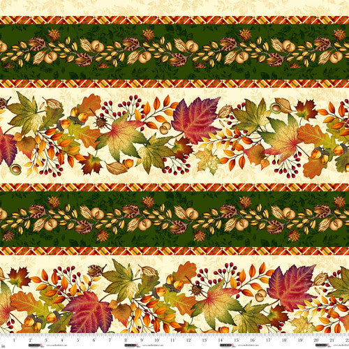 Autumn Fields Border Stripe Cream Multi Art Loft Studio E Cotton Fabric SE-8373-44