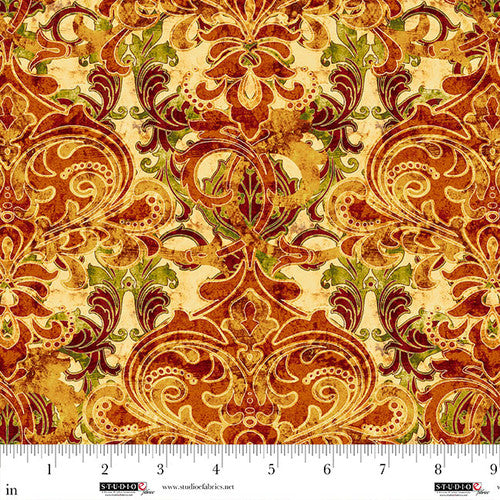 Autumn Fields Damask Pumpkin Art Loft Studio E Cotton Fabric SE-8370-35