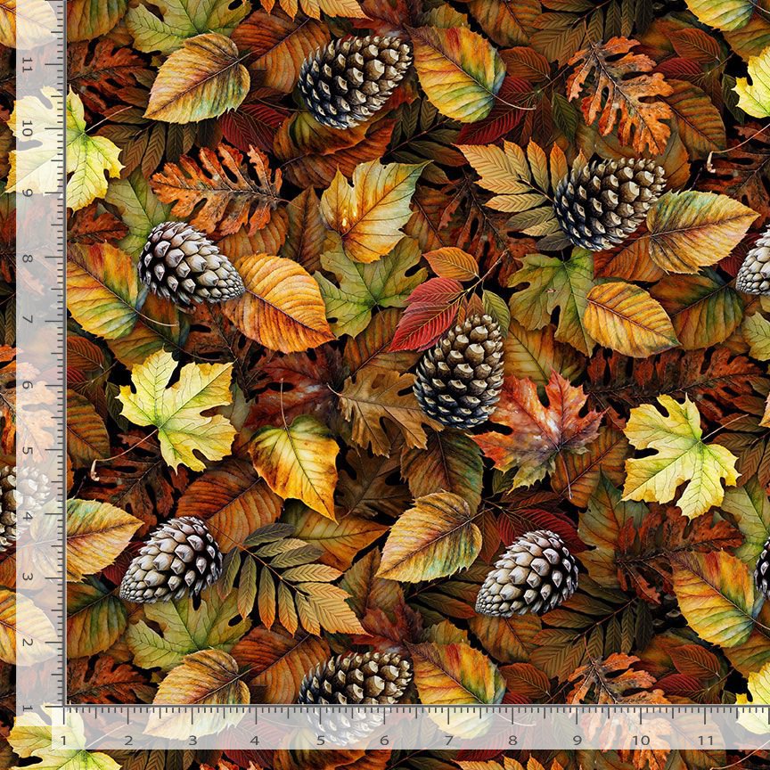 Autumn Mist Packed Fall Leaves Autumn Brown Orange George Mccartney Timeless Treasures Cotton Fabric TT-GM-CD2637-AUTUMN