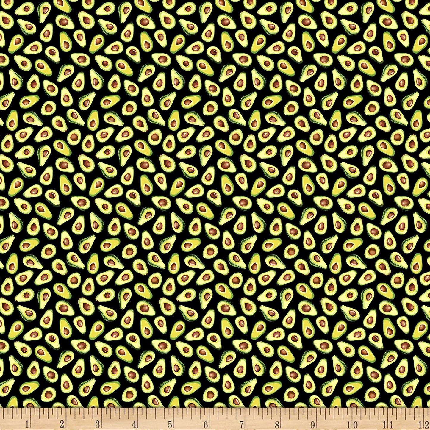 Avocados Slices Mini Black Small Wonders Gail Cadden Timeless Treasures Cotton Fabric