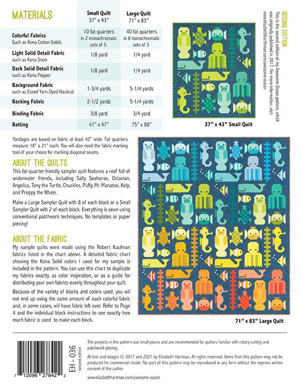 Awesome Ocean Quilt Pattern Two Sizes Elizabeth Hartman EH-036