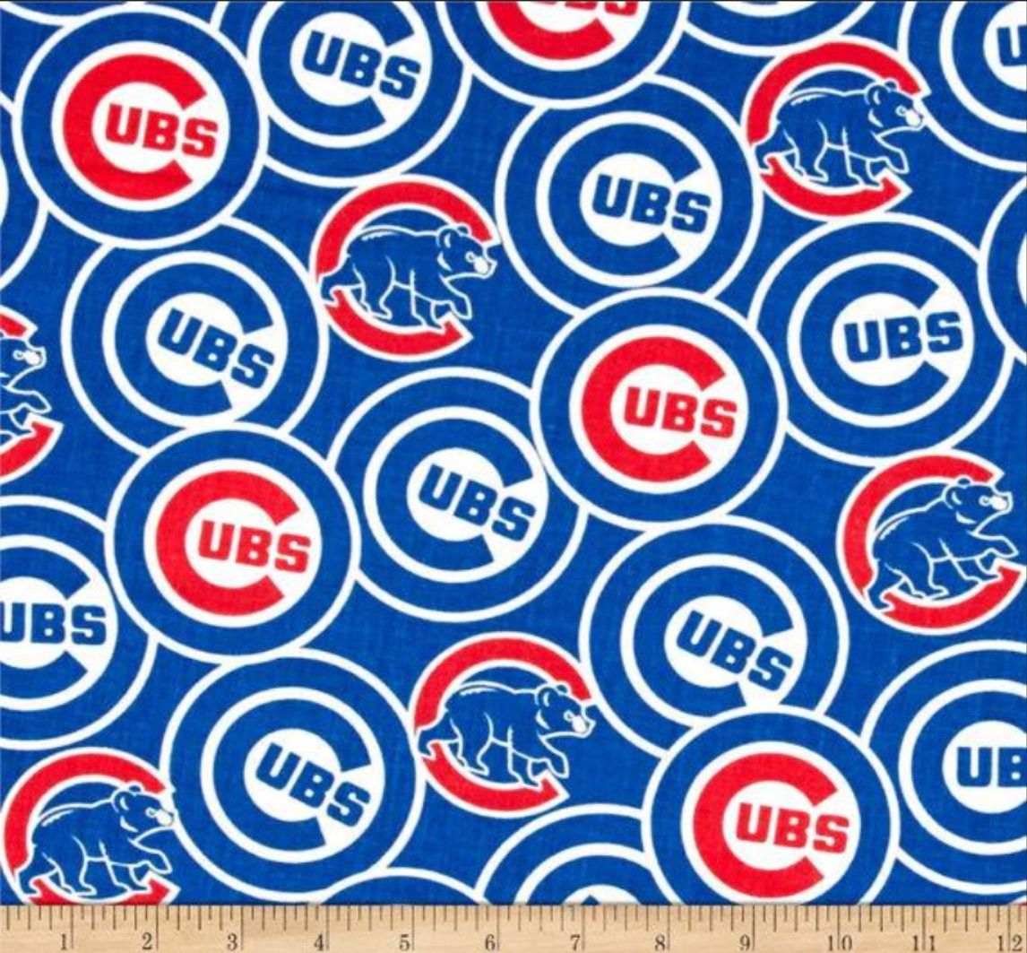 Chicago Cubs MLB Baseball Circular Logo and Name Fabric Traditionss Fabric Traditions Cotton Fabric | US Fabric Shop