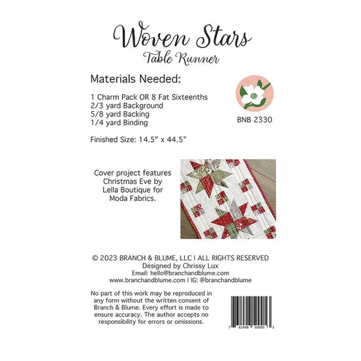 Woven Stars Table Runner Home Decor Pattern 14.5''x44.5'' Branch & Blume BNB-2330