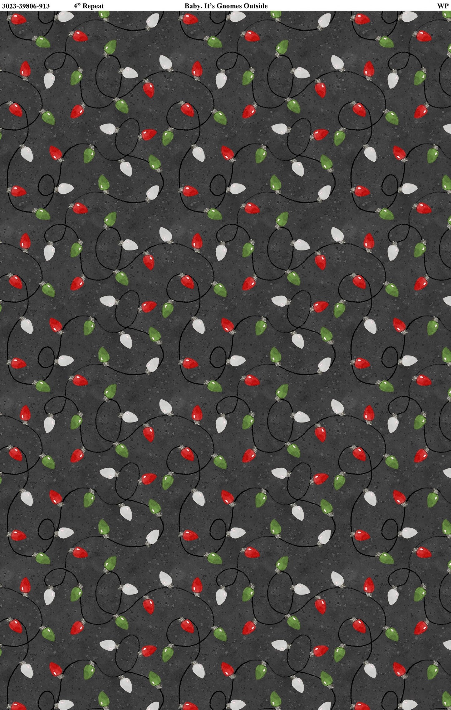 Baby It's Gnomes Outside String Lights Black Susan Winget Wilmington Prints Cotton Fabric