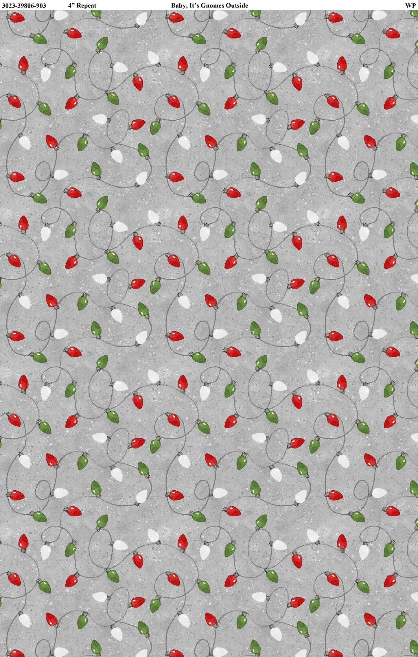 Baby It's Gnomes Outside String Lights Gray Susan Winget Wilmington Prints Cotton Fabric