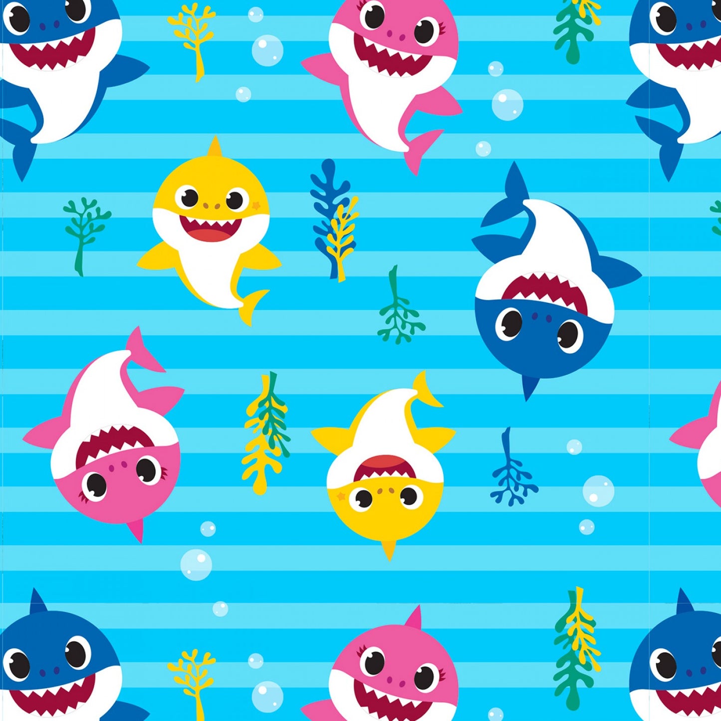 Baby Shark Playful Water Blue David Textiles Cotton Fabric DT-BS-0040-0C-1