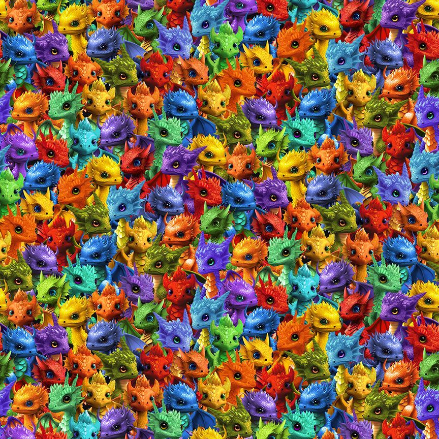 Baby Dragons Packed Baby Dragons Multi Timeless Treasures Cotton Fabric TT-Fun-CD3088-Multi