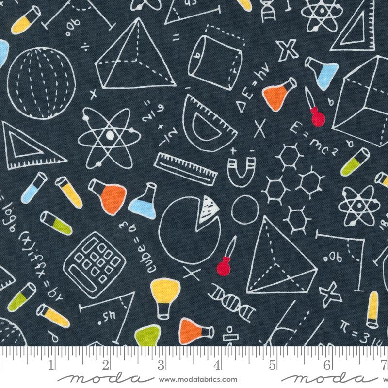 Back To School Math and Science Geometric Blackboard Black Stacy Iest Hsu Moda Cotton Fabric