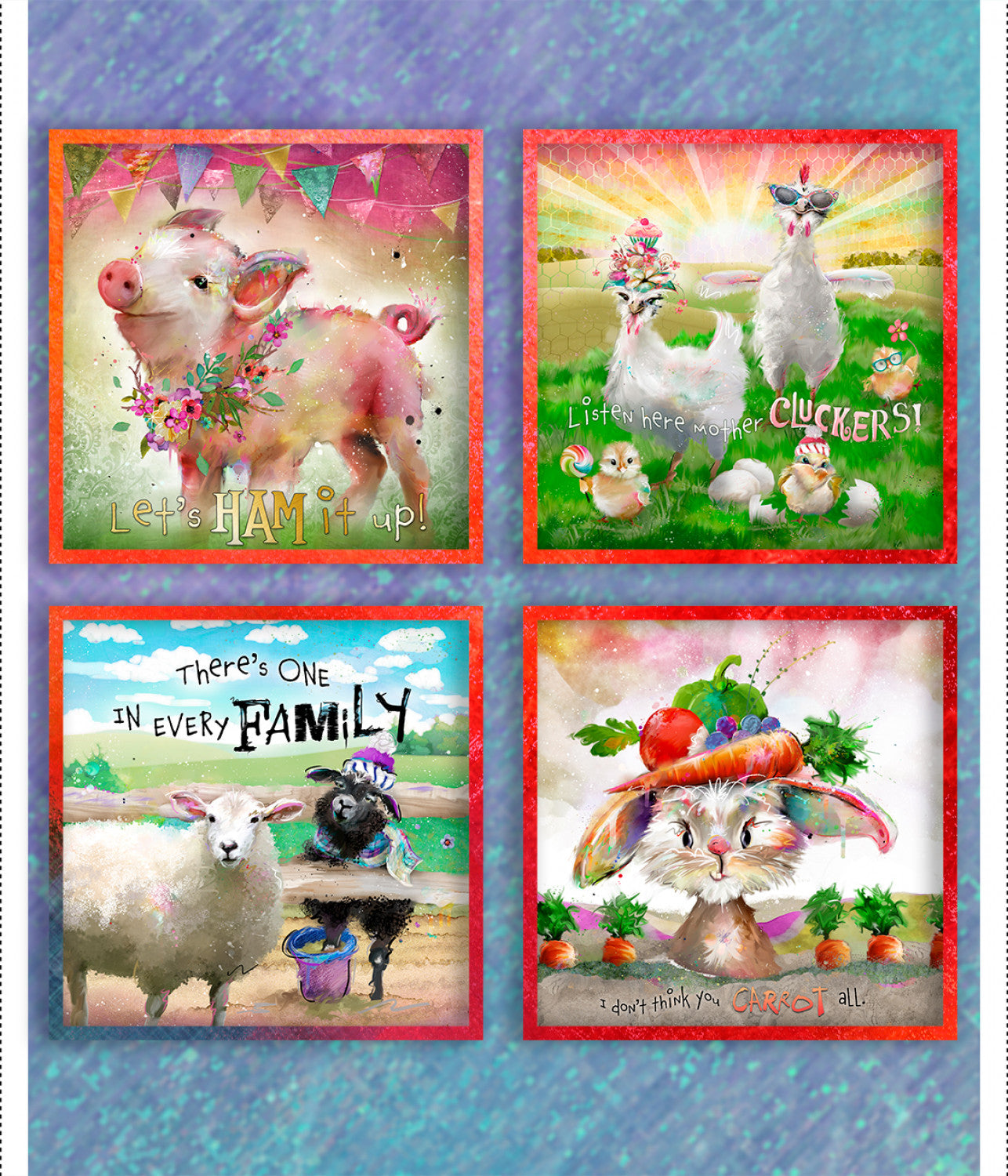 Back To The Farm Block Panel 36" Connie Haley 3 Wishes Cotton Fabric 3W-23051-PNL