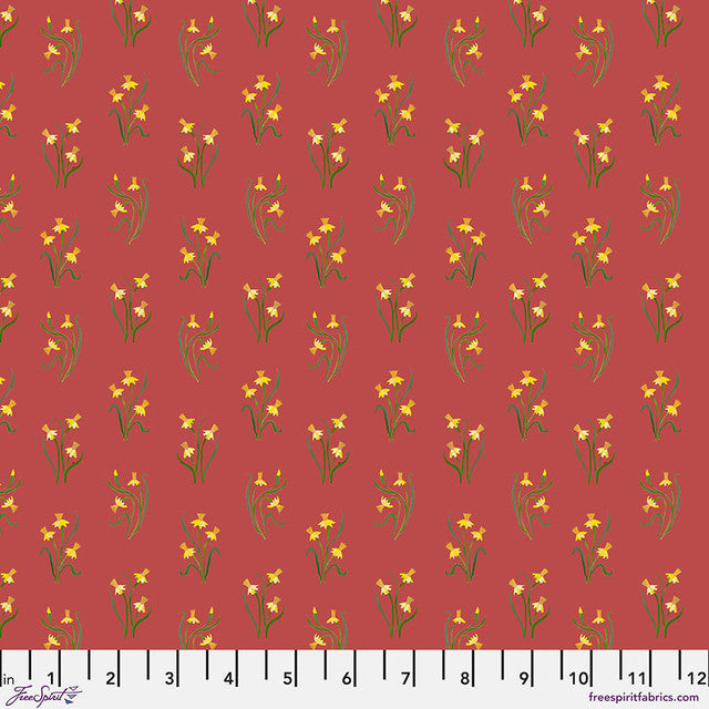 Backyard Wonder Bouquets Red Adam Trest Free Spirit Cotton Fabric FS-PWAT012.RED