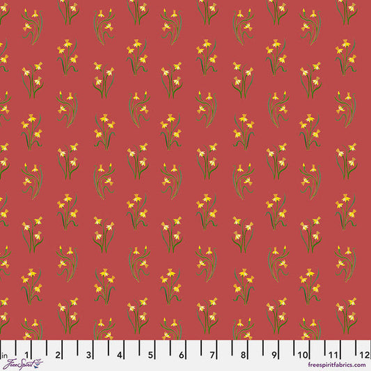 Backyard Wonder Bouquets Red Adam Trest Free Spirit Cotton Fabric FS-PWAT012.RED