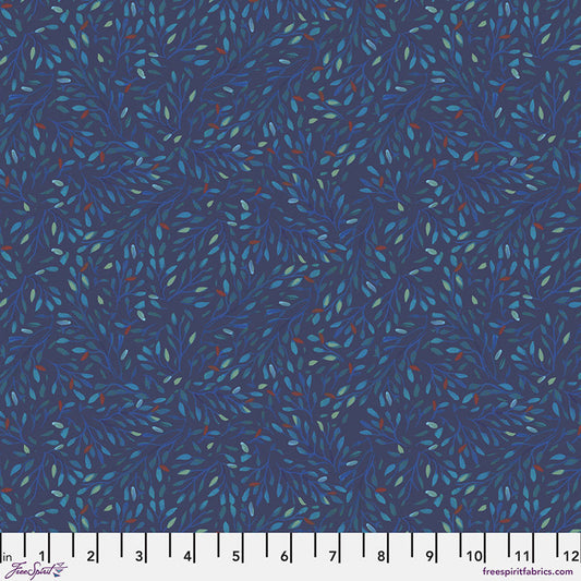 Backyard Wonder Treetops Navy Blue Adam Trest Free Spirit Cotton Fabric FS-PWAT008.NAVY