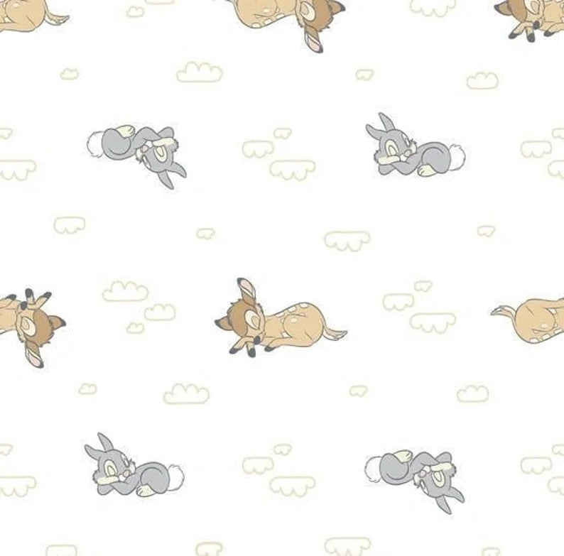 Bambi and Thumper Disney Fawn and Bunny White Springs Creative FLANNEL Fabric SC-SPR53070-G55028