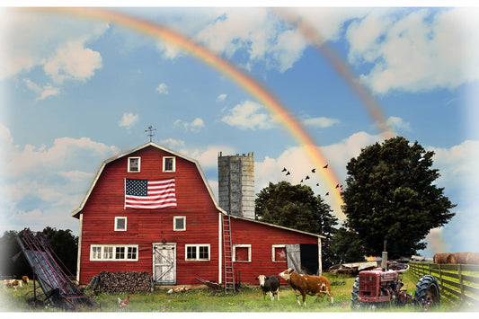 Sun Up To Sun Down Barn Red Sky Panel 29" Hoffman Cotton Fabric