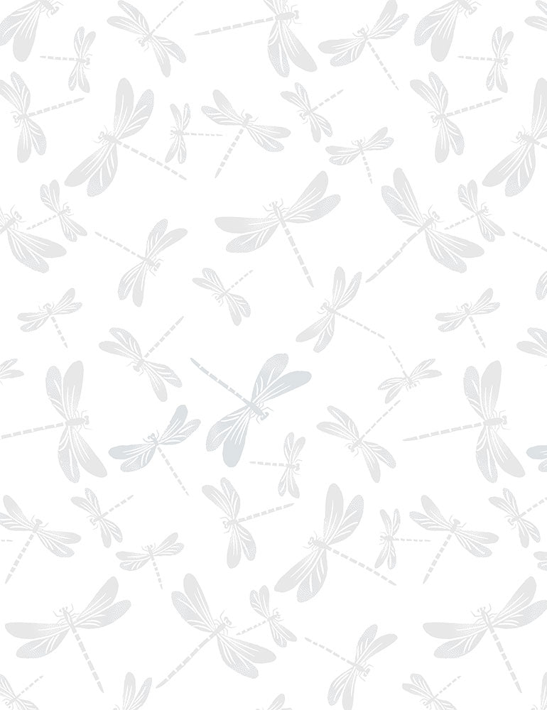 Basics Whiteout Dragonflies White Timeless Treasures Cotton Fabric TT-HUE-C7717-WHITE