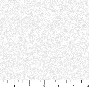 Basically Black and White Fronds White on White Patrick Lose Northcott Cotton Fabric NC-PL-10723-10