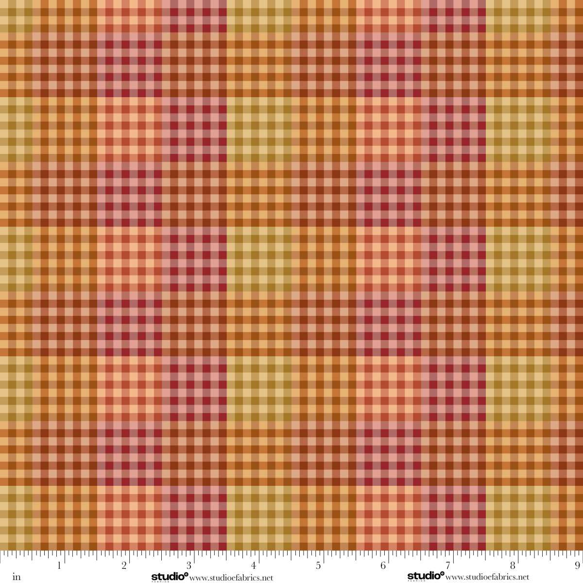 Baskets of Autumn Blessings Plaid Pumpkin Orange Multi Art Loft Studio E Cotton Fabric SE-9201-35