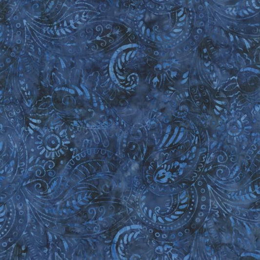 Batik Paisley Navy Blue Paintbrush Studio Cotton Fabric PBS-116-9003