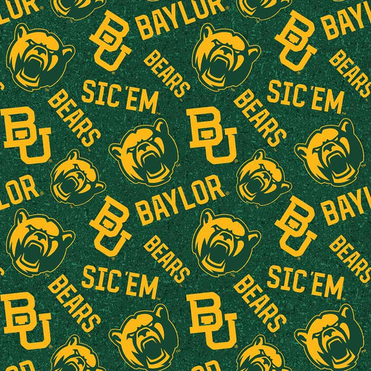 Baylor Bears NCAA College Tone on Tone Sykel Cotton Fabric BAY-1178