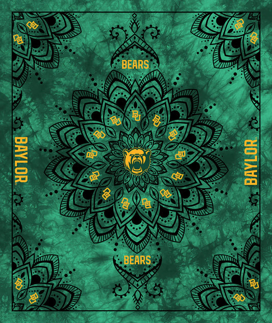 Baylor University Bears NCAA Collegiate Tapestry Finished Panel 48"x56" Green Sykel Polyester Minky Fabric SYK-BAY-1360