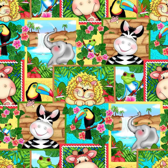 Bazooples Sweet Dreams Animal Patch Multi Springs Creative Cotton Fabric