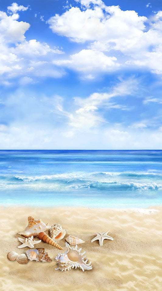 Beach Comber Shells Panel 24" Multi Timeless Treasures Cotton Fabric TT-PANEL-CD2533-MULTI