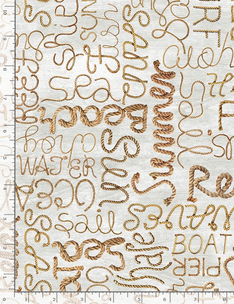 Beach Rope Words Natural Timeless Treasures Cotton Fabric TT-C8289-Natural
