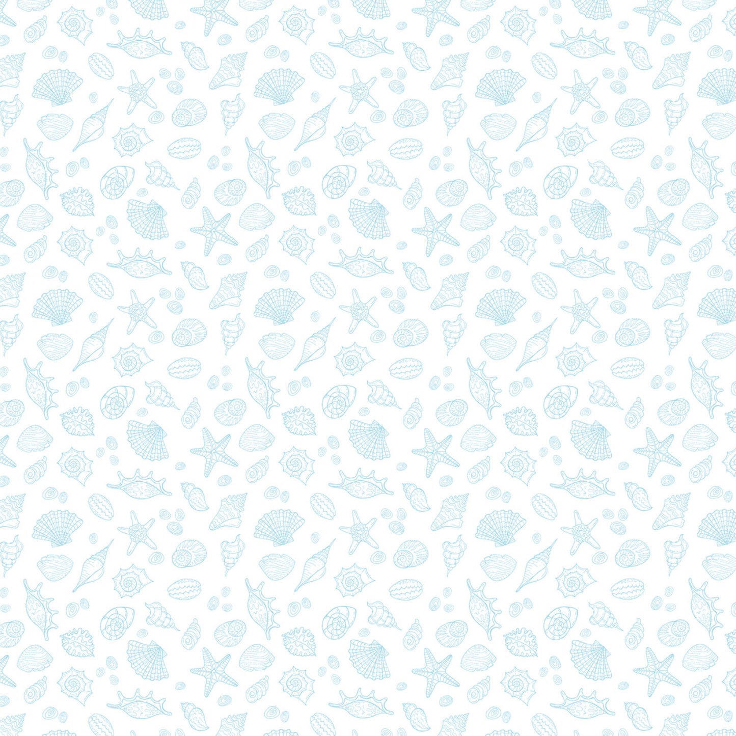 Beach Vista Seashell Tonal Blue Paul Brent Collection Elizabeth's Studio Cotton Fabric