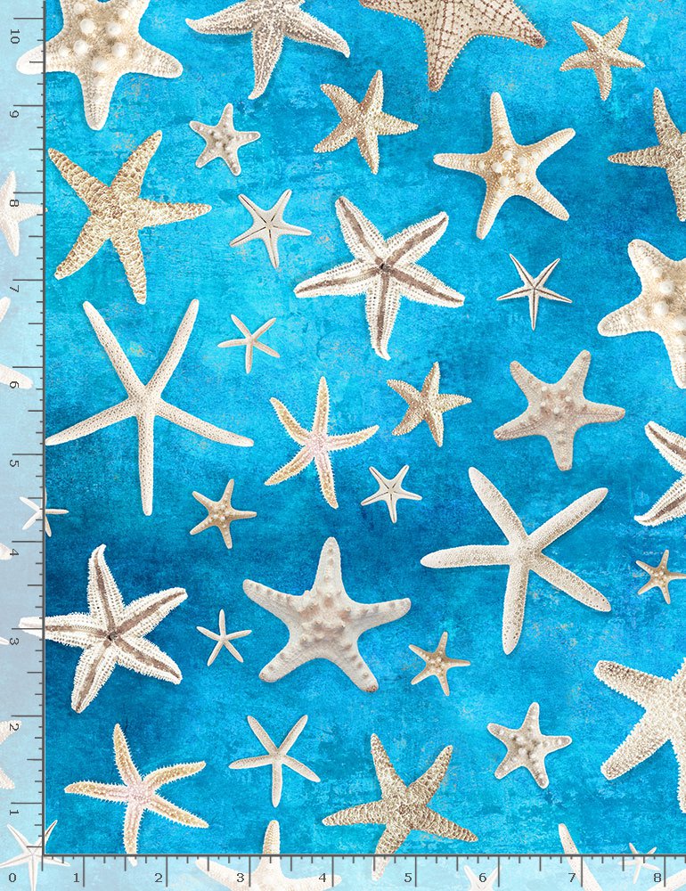 Beach Dreams Starfish Blue Timeless Treasures Cotton Fabric