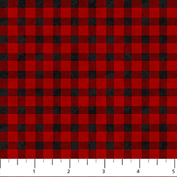 Beary Merry Christmas Buffalo Check Red Black Deborah Edwards Northcott Studio Cotton Fabric