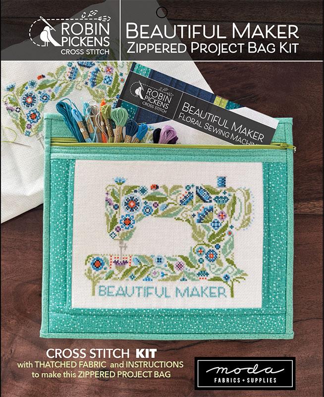 Beautiful Maker Floral Sewing Machine Cross Stitch Kit Robin Pickens Moda MD-KITCS105