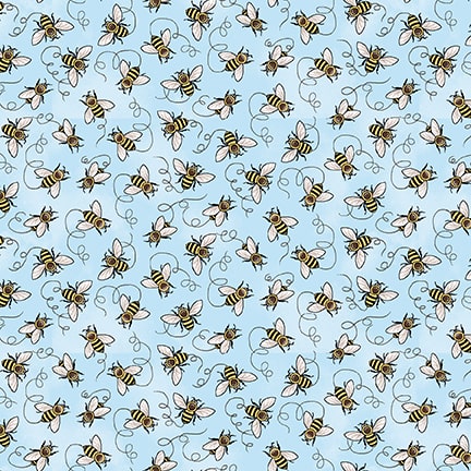 Bee All You Can Bee Mini Bees Light Blue Art Loft Studio E Cotton Fabric