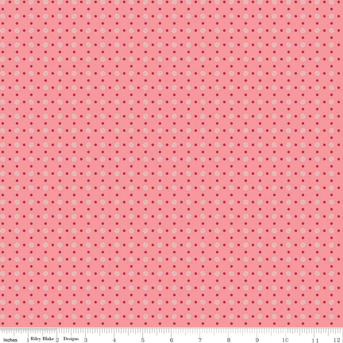 Bee Basics Polka Dot Coral Pink Lori Holt Riley Blake Designs Cotton Fabric RB-C6405-CORAL
