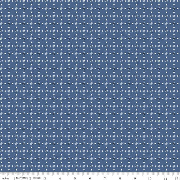 Bee Basics Polka Dot Denim Blue Lori Holt Riley Blake Designs Cotton Fabric RB-C6405-DENIM
