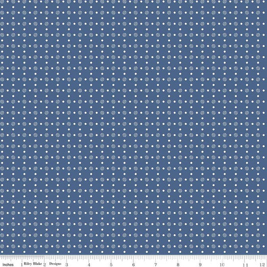 Bee Basics Polka Dot Denim Blue Lori Holt Riley Blake Designs Cotton Fabric RB-C6405-DENIM