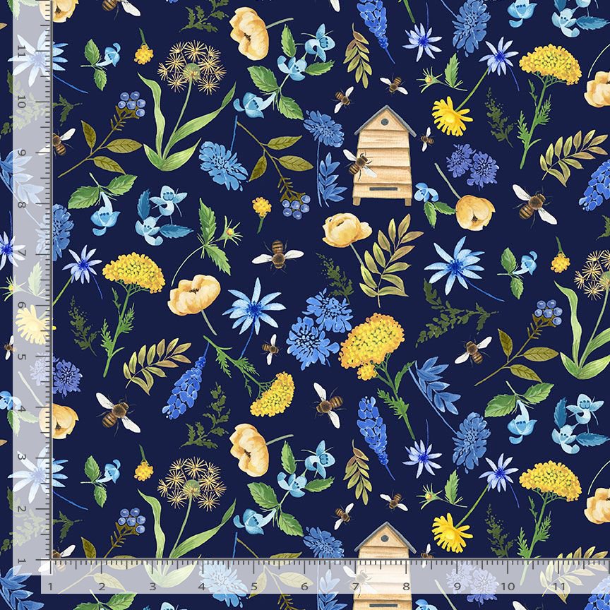 Bee & Bee Kind Tossed Small Floral Navy Blue Timeless Treasures Cotton Fabric TT-FLEUR-CD3259-NAVY