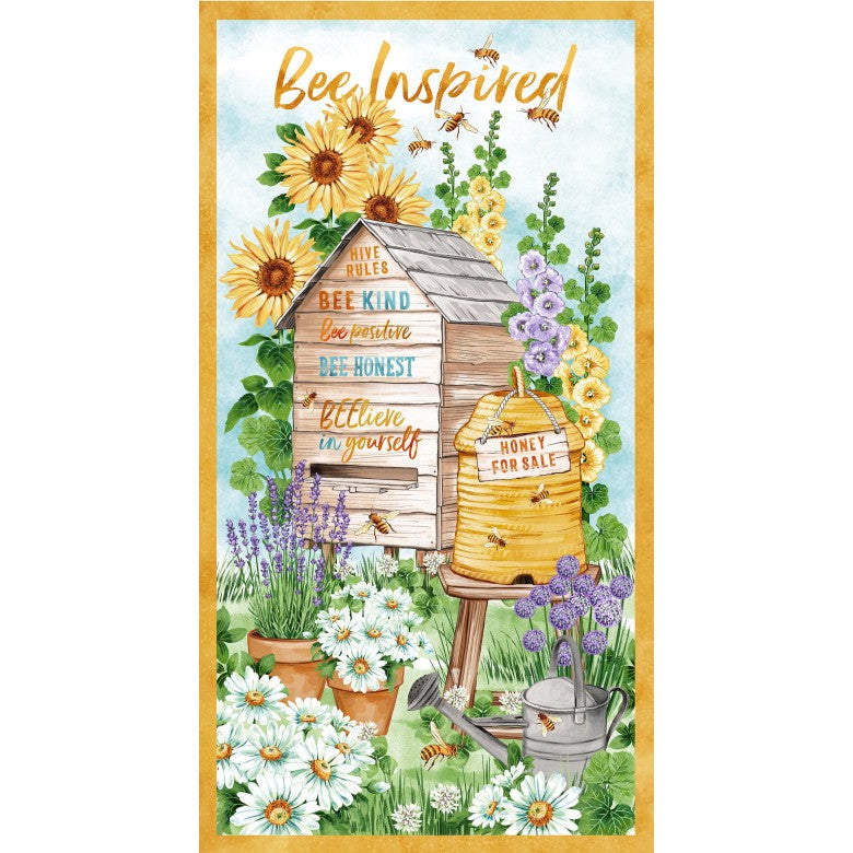 Bee Culture Bee Inspired Panel 24" Multi Michael Miller Cotton Fabric