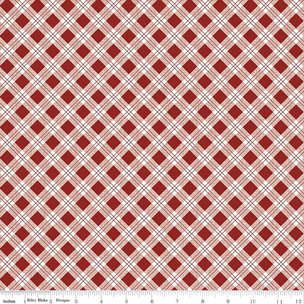 Bee Plaids Scarecrow Barn Red Lori Holt Riley Blake Designs Cotton Fabric RB-C12020-Barnred