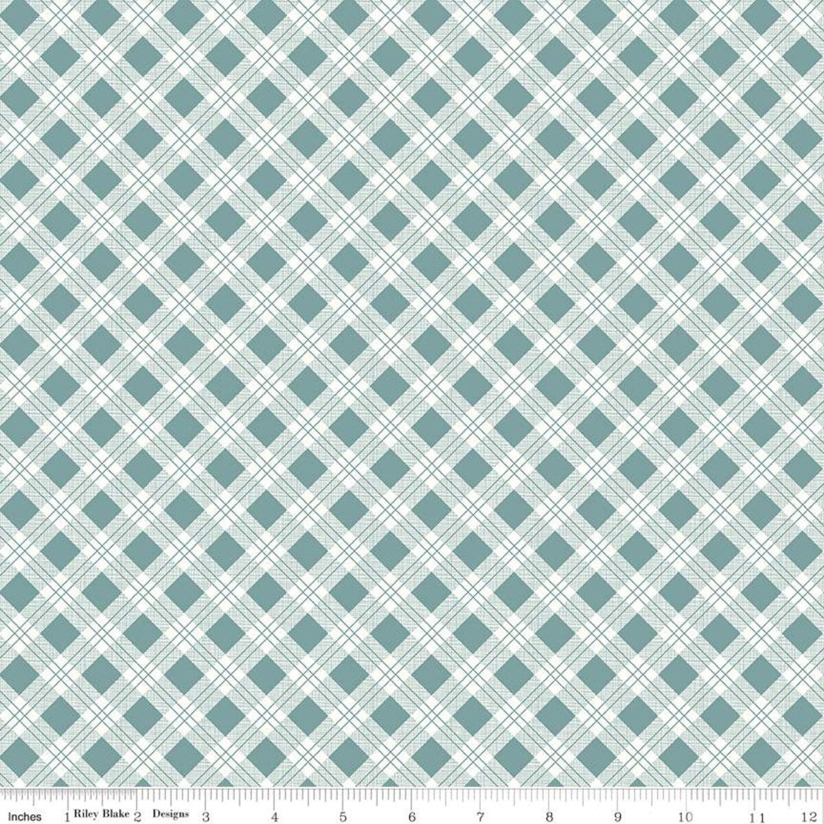 Bee Plaids Scarecrow Teal Lori Holt Riley Blake Designs Cotton Fabric RB-C12020-Teal