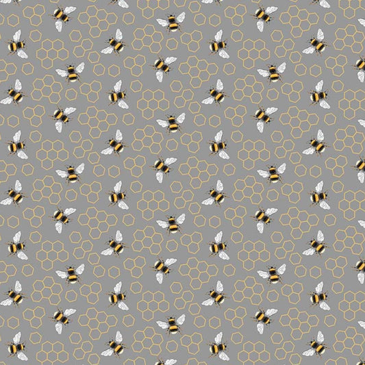 Beecroft Bee Toss Dark Gray Deborah Edwards Northcott Cotton Fabric