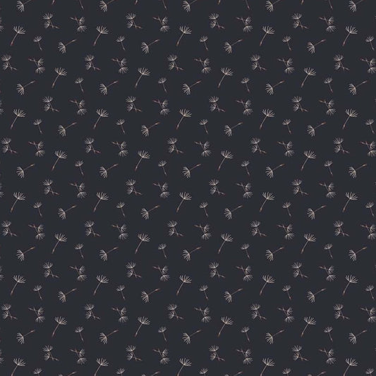Beecroft Dandelion Seed Toss Charcoal Black Deborah Edwards Northcott Cotton Fabric