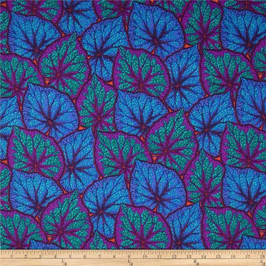 Begonia Leaves Cobalt Philip Jacobs August 2022 Kaffe Fassett Collective Free Spirits Cotton Fabric  FS PWPJ018.COBAL